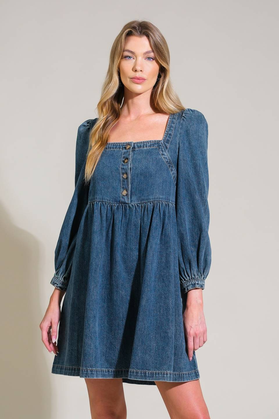 Exotic Escape Long Sleeve Denim Mini Dress - Stylish Vintage Denim Dress for Women, Perfect for Casual Outings, Date Nights & Fall Fashion