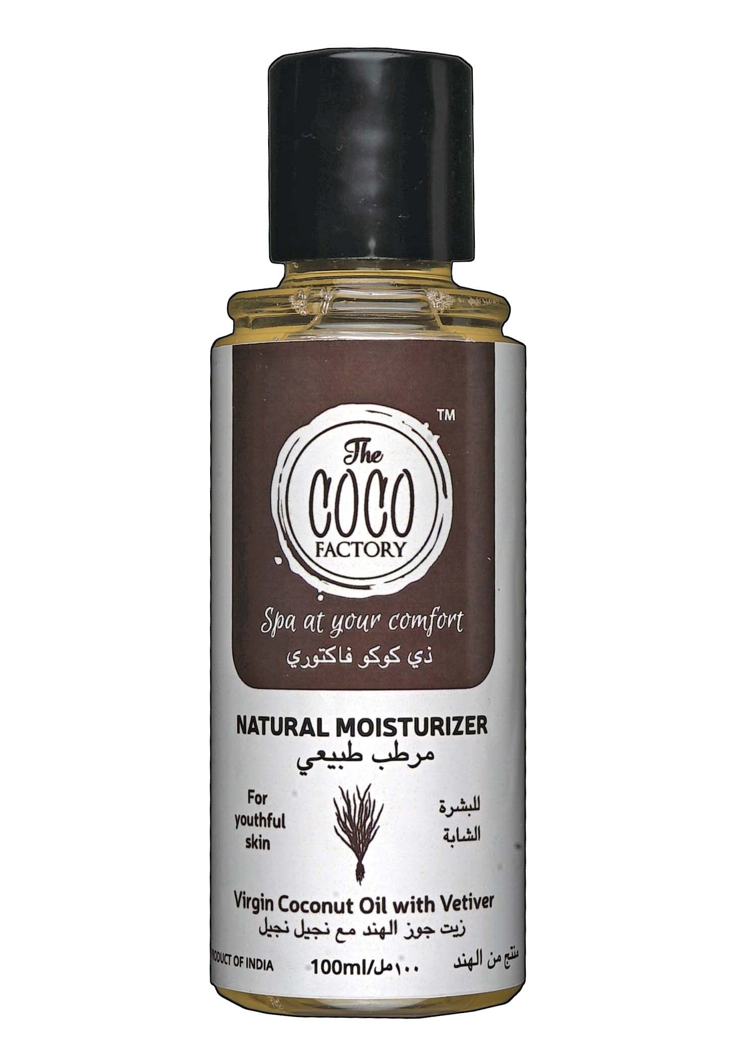 THE COCO FACTORY - 100% Pure Virgin Coconut Oil for Body Massage & Moisturizing | Natural Skin Care with Vetiver | Relaxing Aromatherapy for Spa, Yoga & Self-Care