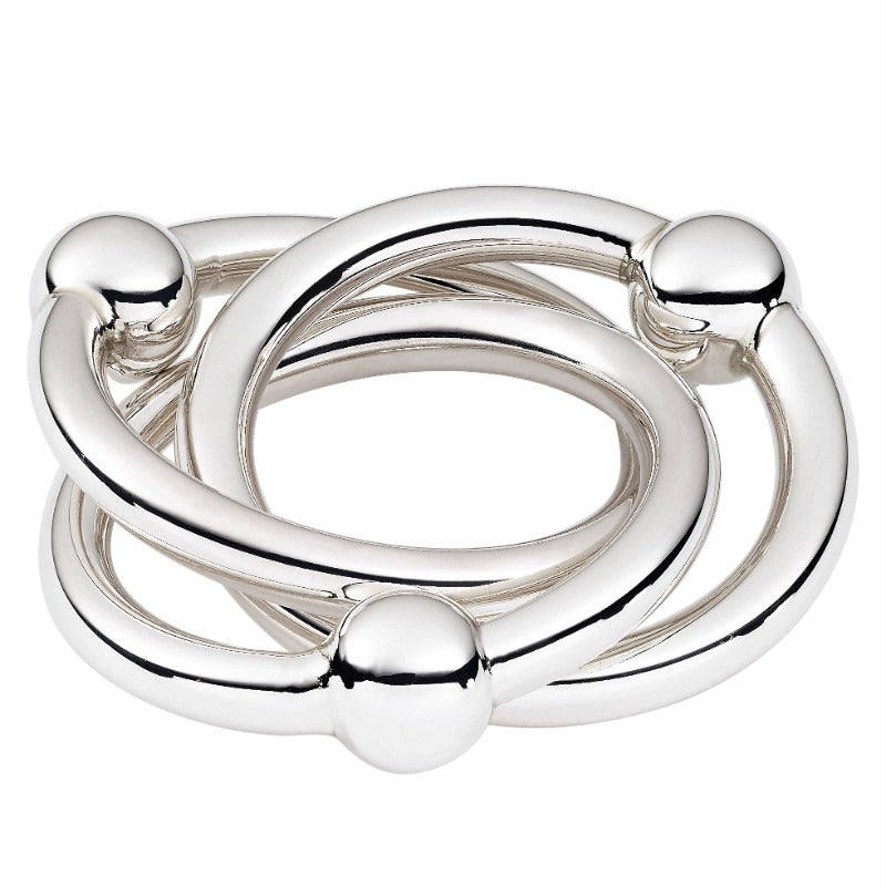 Sterling Silver Triple Ring Baby Rattle - Safe & Elegant Teething Toy for Newborns & Infants | Perfect Baby Shower Gift & Nursery Essential