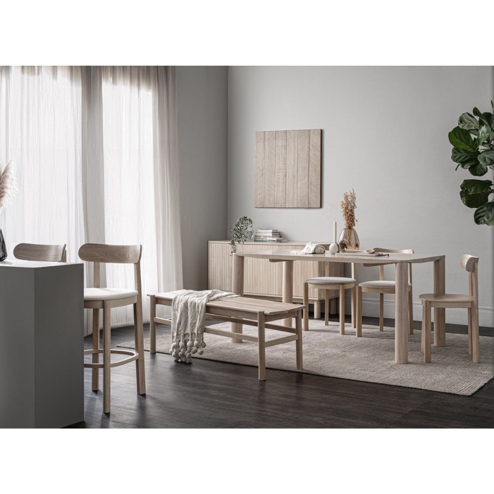 Premium LOWEN Bar Stool - Light Grey Fabric Upholstered Counter Height Stool with Back Support - Perfect for Kitchen Islands, Breakfast Bars & Home Decor