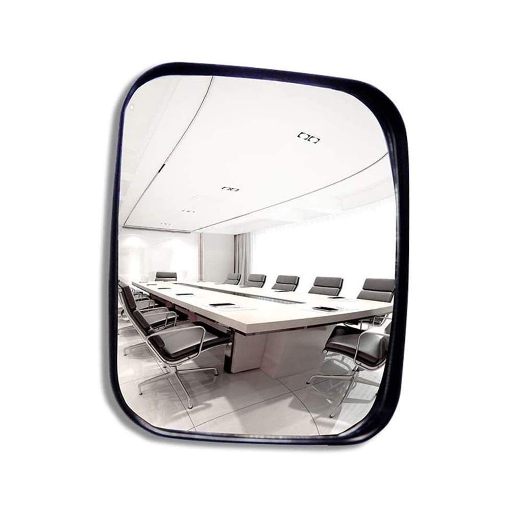 NMDCDH Convex Safety Mirror - 180° Wide Angle Traffic Mirror for Indoor/Outdoor Use - Anti-Theft Road Mirror for Supermarkets, Warehouses & Parking Lots - Durable Black Square Security Mirror for Blind Spot Visibility