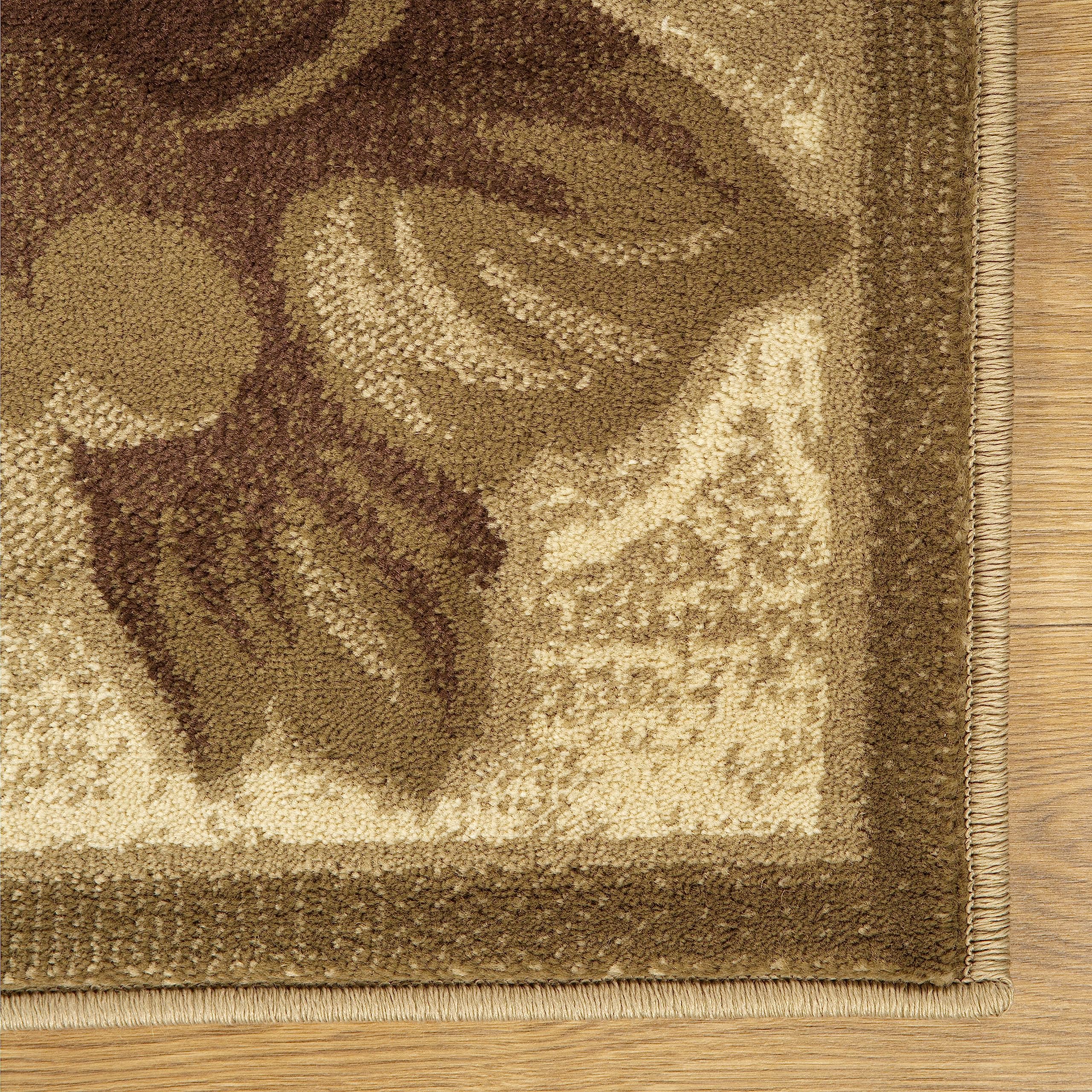Premium Indoor Area Rug with Jute Backing - Soft Plush Modern Farmhouse Design for Entryway, Living Room, Kitchen & Bedroom | Floral Scroll Pattern (Rinceau Collection) 4' x 6' Brown Ivory - Perfect for Cozy Home Decor & High-Traffic Areas