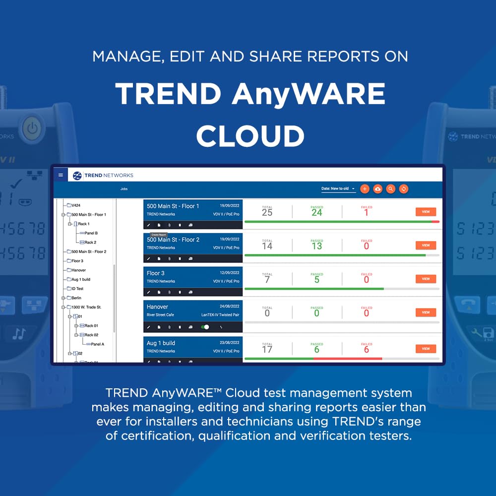 TREND Networks R158007 VDV II Basic Cloud Connected Cable Verifier - Voice, Data & Video Copper Cable Tester with Advanced Wiremap & Troubleshooting | Network Installation & Maintenance Tool for IT Professionals