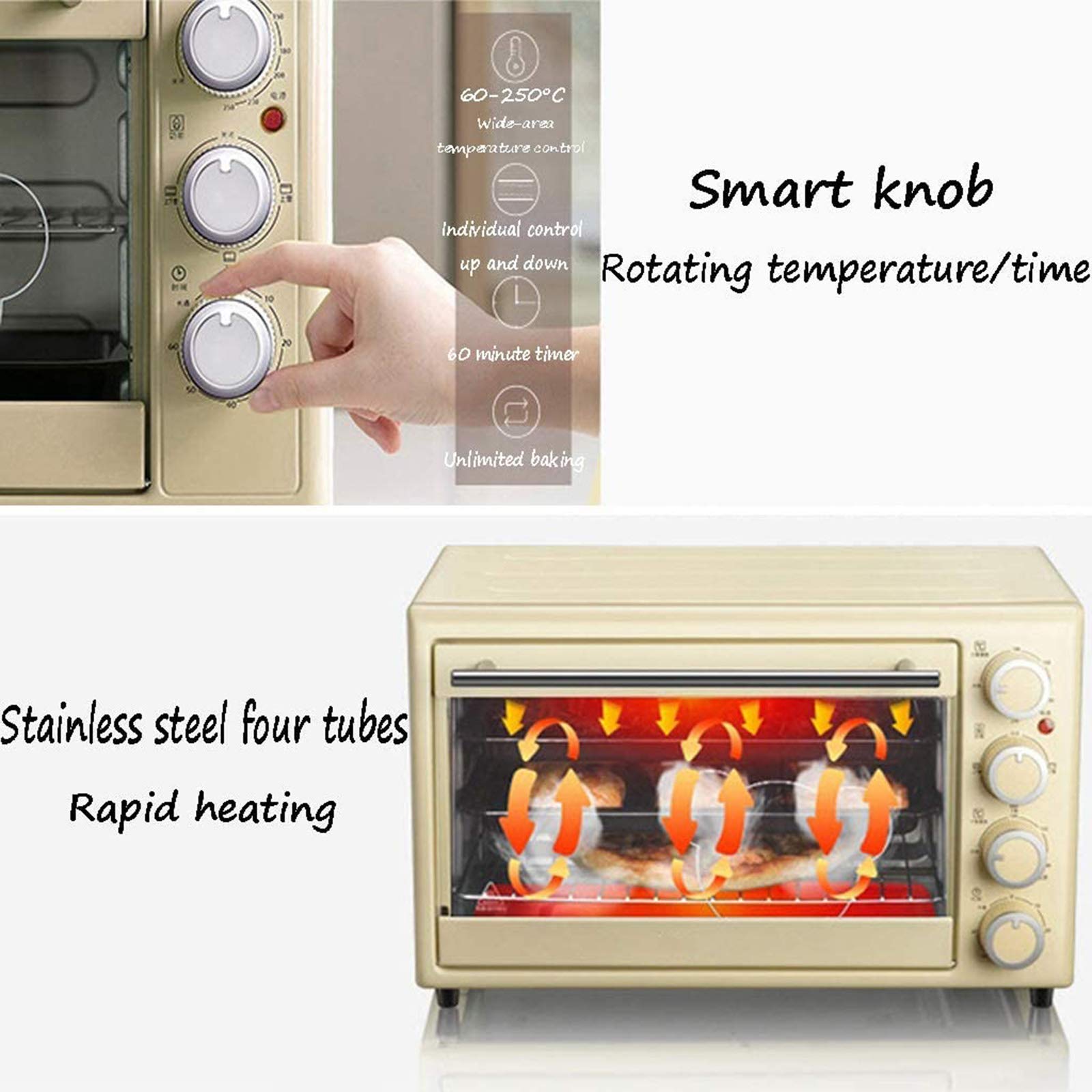 Multifunctional 30L Large Capacity Automatic Electric Oven - Smart Baking Retro Countertop Oven with Microwave Function for Home, Kitchen & Baking Enthusiasts | Perfect for Baking, Roasting, Grilling & Reheating Meals