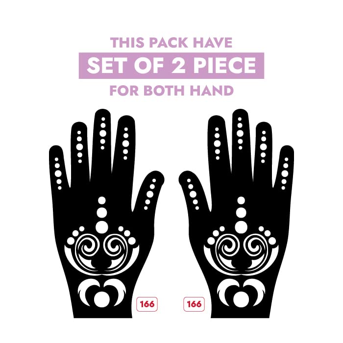 Apcute Henna Stencil Stickers for Temporary Tattoos - Easy to Use Mehndi Designs for Kids, Girls & Women - Premium Henna Art Collection (Design No. H-B-166) - Perfect for Parties, Weddings & Festive Celebrations
