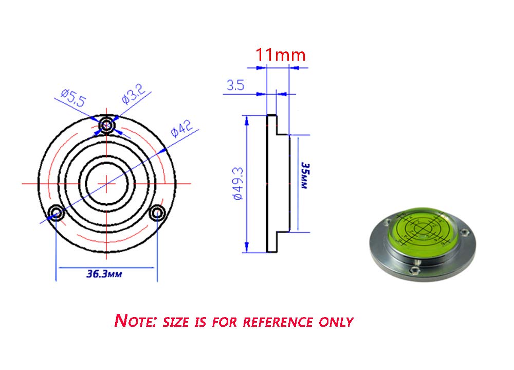 50mm Universal Level Bubble Vial with Mounting Holes - Small Horizontal Leveling Tool for Precision Alignment (Blue) - Perfect for Construction, Carpentry, and DIY Projects
