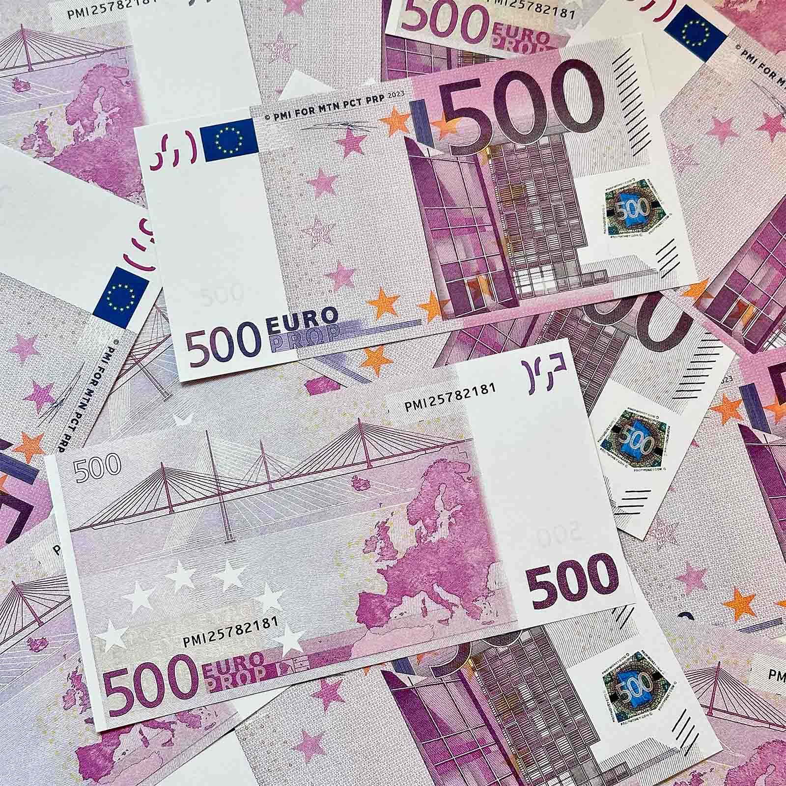 Prop Euro Banknote Stacks - €100 & €500 Fake Money for Movies, Photography, and Educational Use | Realistic Play Money for Film Props, Prank Gifts, and Classroom Activities