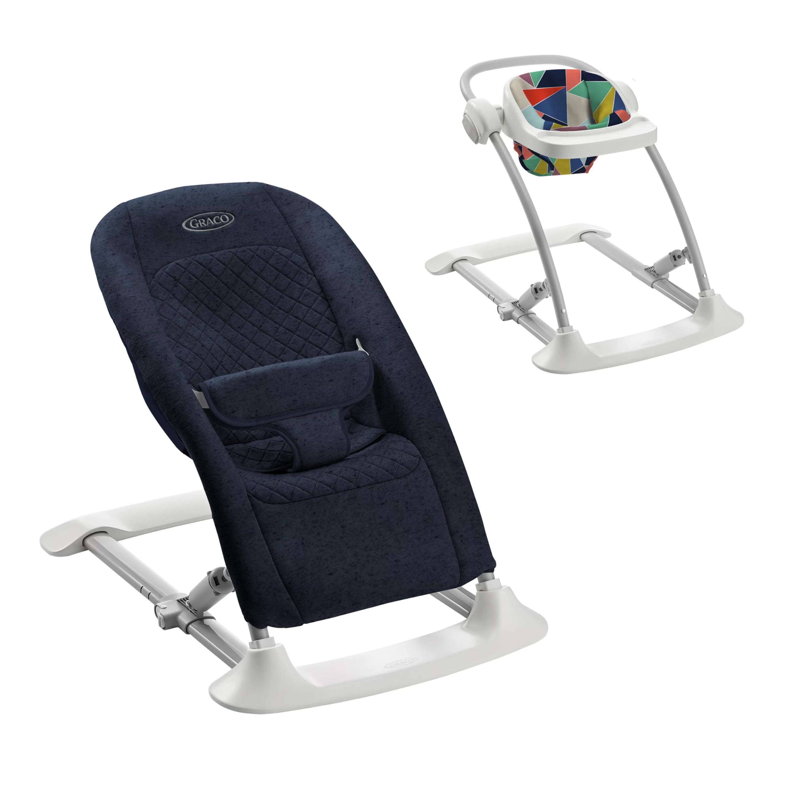 Graco Jumpstart 4-in-1 Adjustable Baby Bouncer & Jumper with Snack Tray - Convertible Infant Swing, Floor Seat & Toddler Chair - Geo Pop Design for Playtime, Feeding & Relaxation - Perfect for Nursery, Living Room & Daycare Use