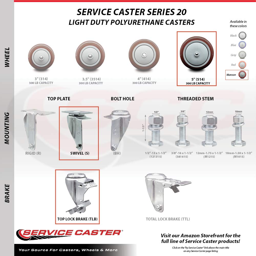 Cambro 60008 60007 41021 Replacement Caster Set - 4-Piece Heavy Duty Utility Cart Wheels for Ultra Pan Carriers, Ice Caddies & Dish Dollies - Commercial Kitchen Equipment Accessories - Perfect for Restaurants, Catering & Food Service