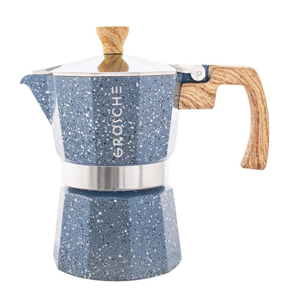 GROSCHE Milano Stovetop Espresso Maker - 3 Cup Italian Coffee Maker for Stove Top - Durable Stoneware Design - Perfect for Home, Office & Camping Coffee Brewing