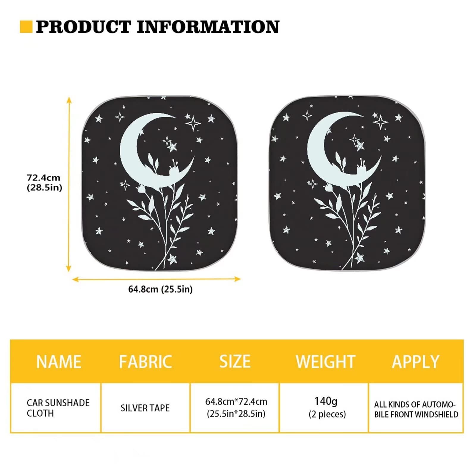 DISNIMO Universal Car Windshield Sunshade - Moon & Star Design UV Protection Sun Visor for Cars | Blocks 99% Harmful Rays | Easy Installation | Perfect for Summer Parking & Road Trips