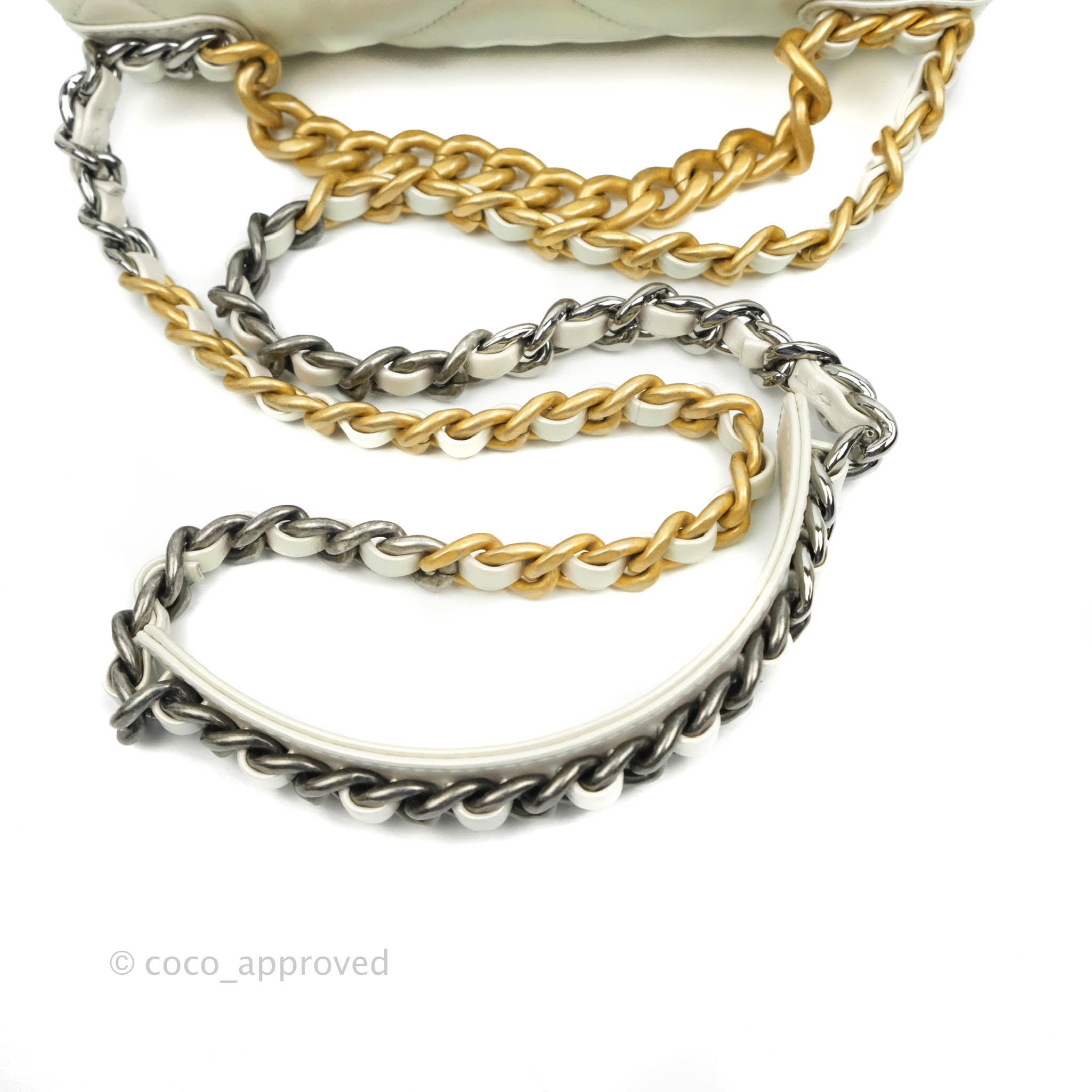 Chanel 19 Small Iridescent White Mixed Hardware Handbag - Luxury Designer Shoulder Bag for Women | Perfect for Evening Events, Date Nights & Special Occasions