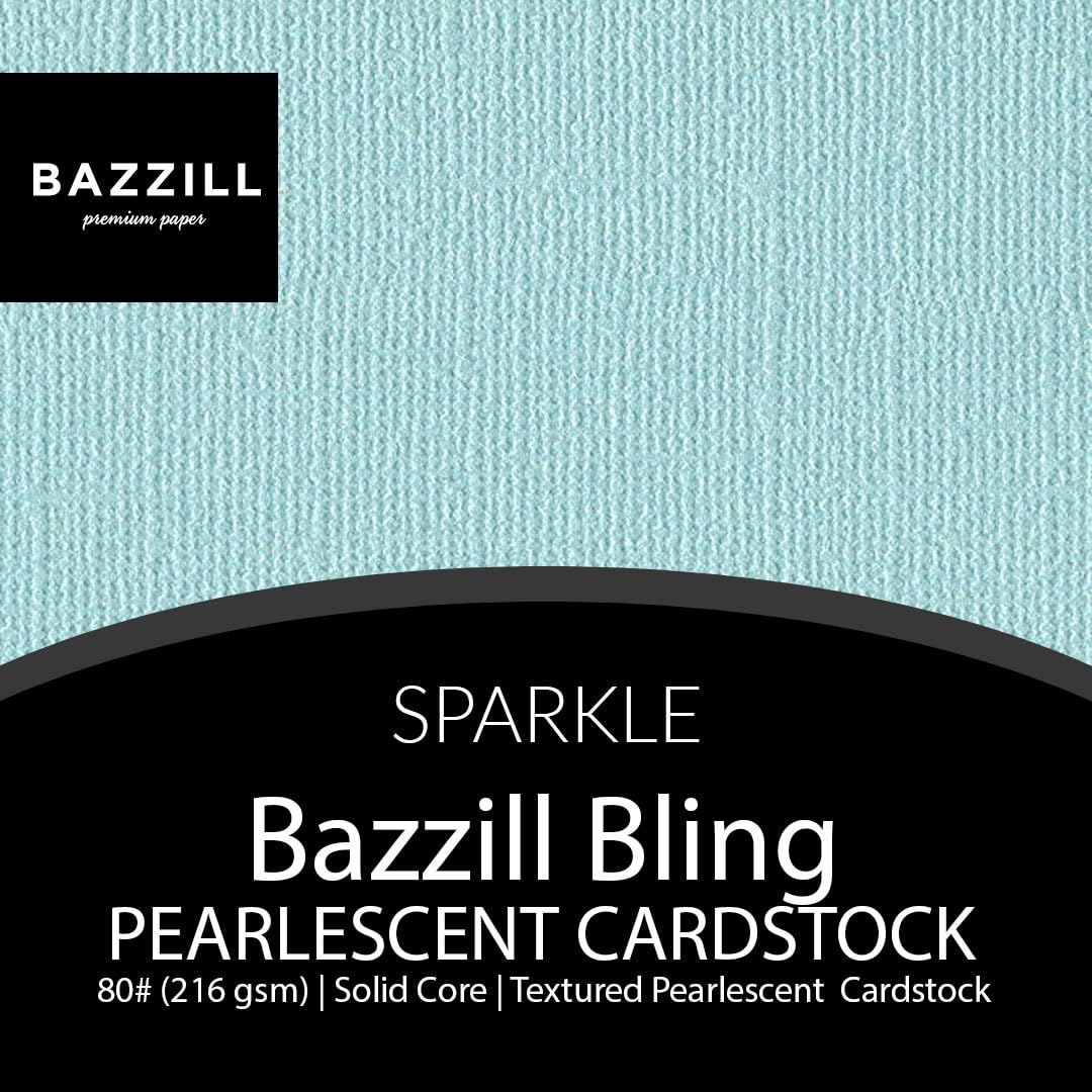 Bazzill Bling SPARKLE 12x12 Pearlescent Blue Cardstock - 80 lb Premium Scrapbook Paper for Card Making, Paper Crafts (25 Sheets) | Perfect for DIY Greeting Cards, Scrapbooking & Home Decor Projects