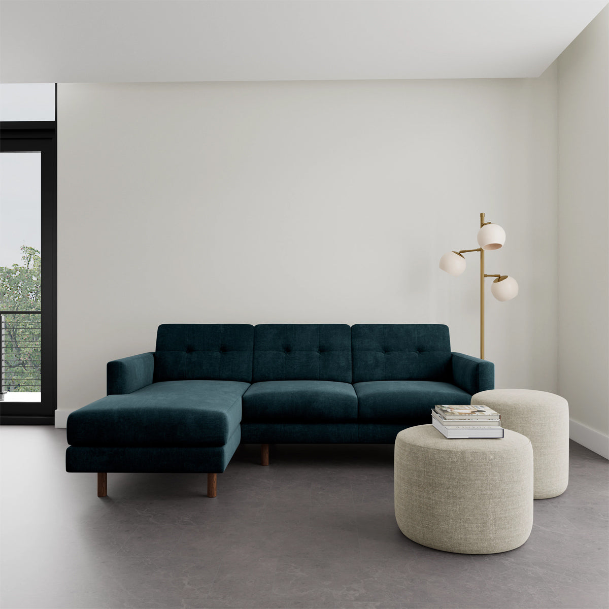 Conrad Fabric Left Chaise Sofa - Modern L-Shaped Sectional Couch with Reversible Chaise Lounge for Living Room, Apartment & Home Theater Comfortable Seating