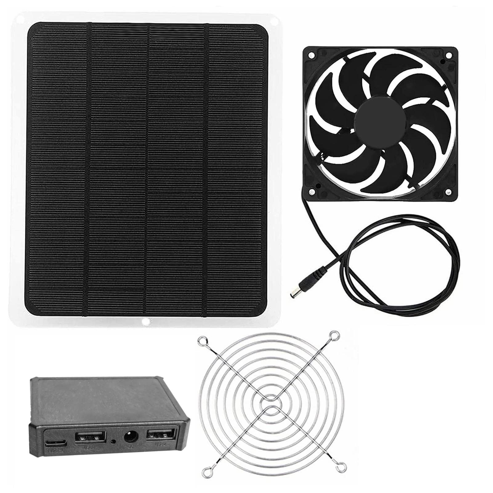 Qualipo 12V Solar Panel Fan Kit - 10W Weatherproof Solar Powered Fan with 6.56Ft Cable for Greenhouse, Shed, Pet House & Window Ventilation | Perfect for Outdoor Cooling, Air Circulation & Energy Savings