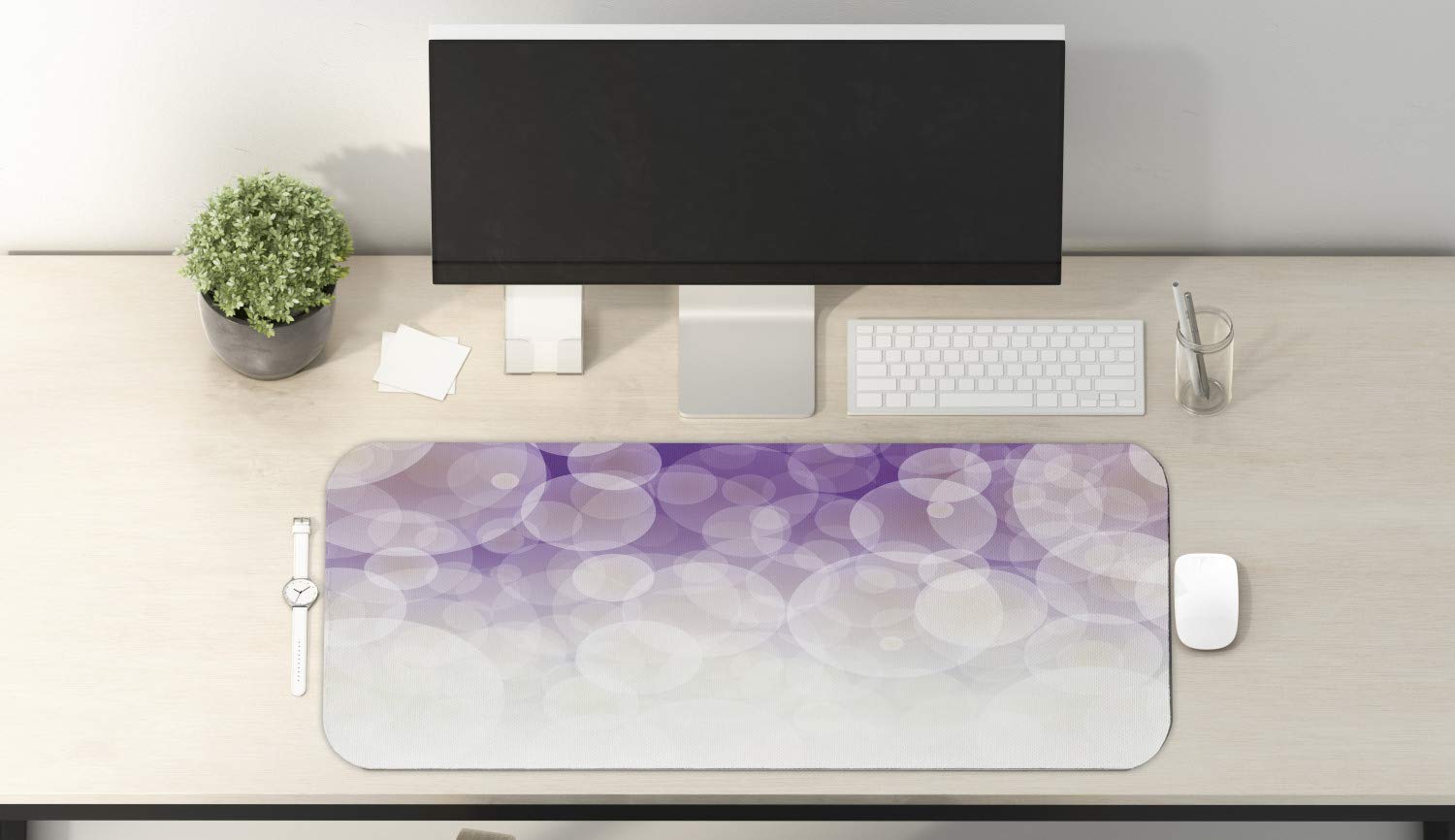 Ambesonne Abstract Computer Mouse Pad with Circles Background - Non-Slip Rubber Gaming Mousepad (31