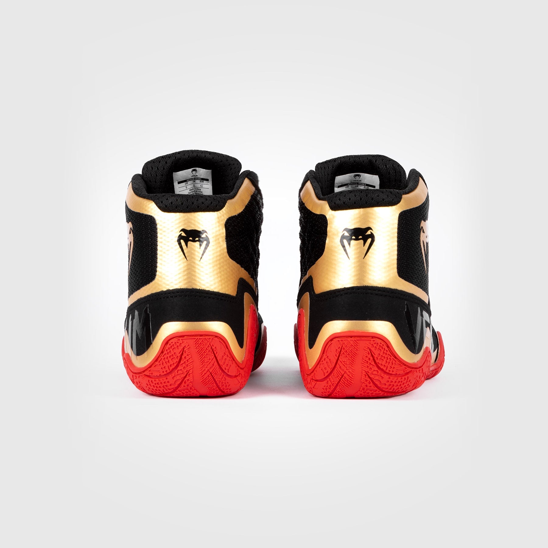Venum Elite Wrestling Shoes for Men - Black/Gold/Red | Lightweight & Breathable MMA Shoes for Training & Competition | Perfect for Grappling, BJJ & Wrestling Matches