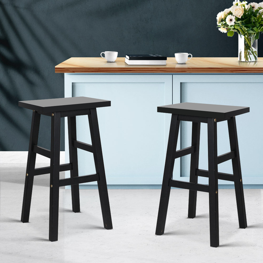 2-Pack Black Wooden Bar Stools for Kitchen Counter - Adjustable Height, Modern Style - Perfect for Breakfast Nook, Home Bar & Dining Room Decor