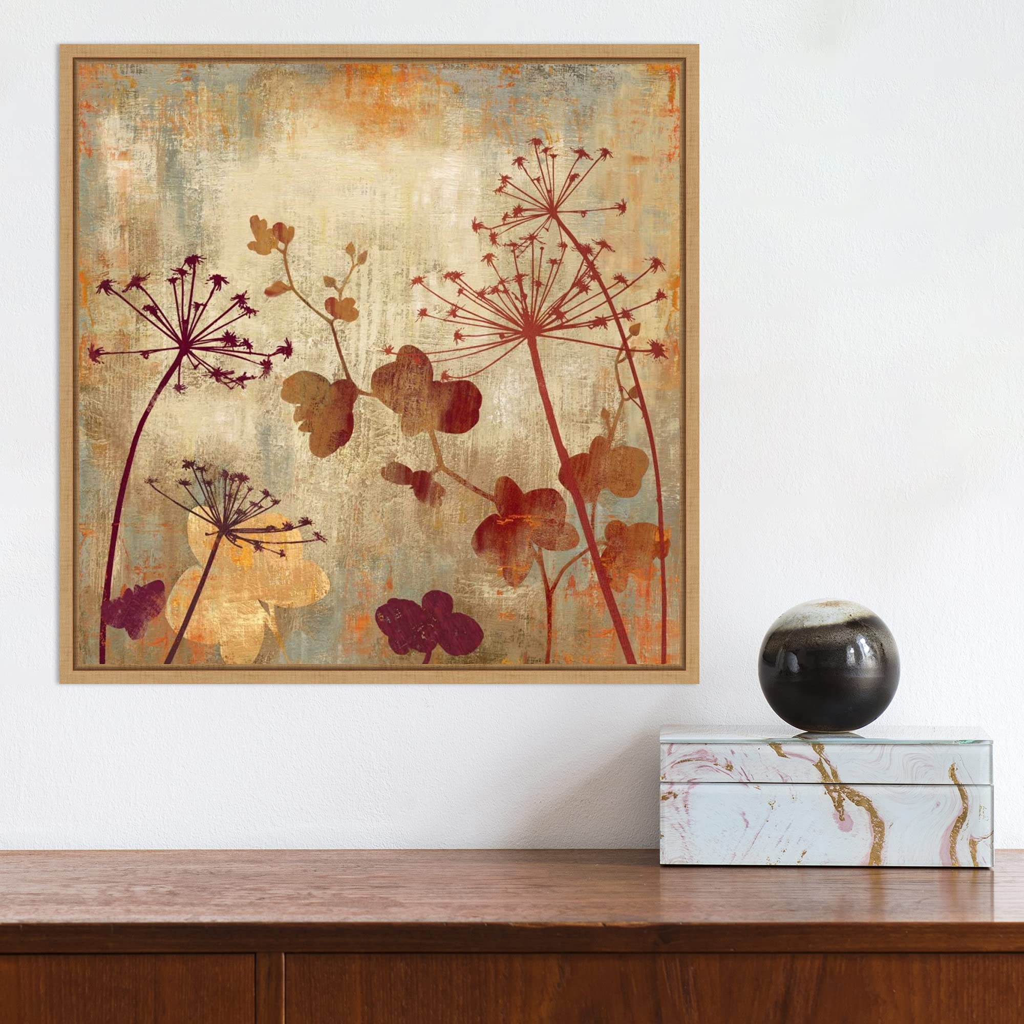 Amanti Art 16x16 Inch Framed Canvas Wall Art - Wild Field I Floral Painting by Aimee Wilson, Modern Contemporary Flower Artwork for Living Room, Bedroom, Bathroom Decor | Perfect for Home, Office & Gift Giving