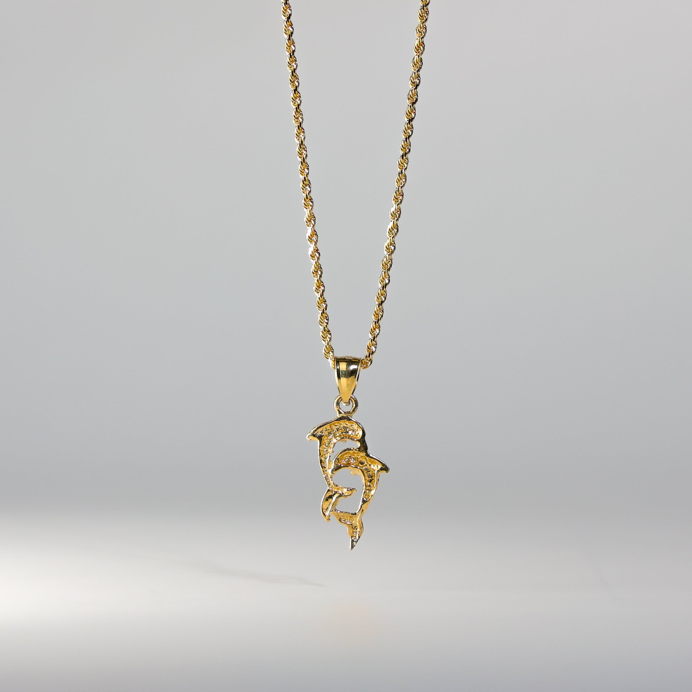 18K Gold Double Dolphin Pendant Necklace - Elegant Jewelry Gift for Women (Model 1664) | Perfect for Beach Vacations, Anniversary Gifts & Everyday Wear