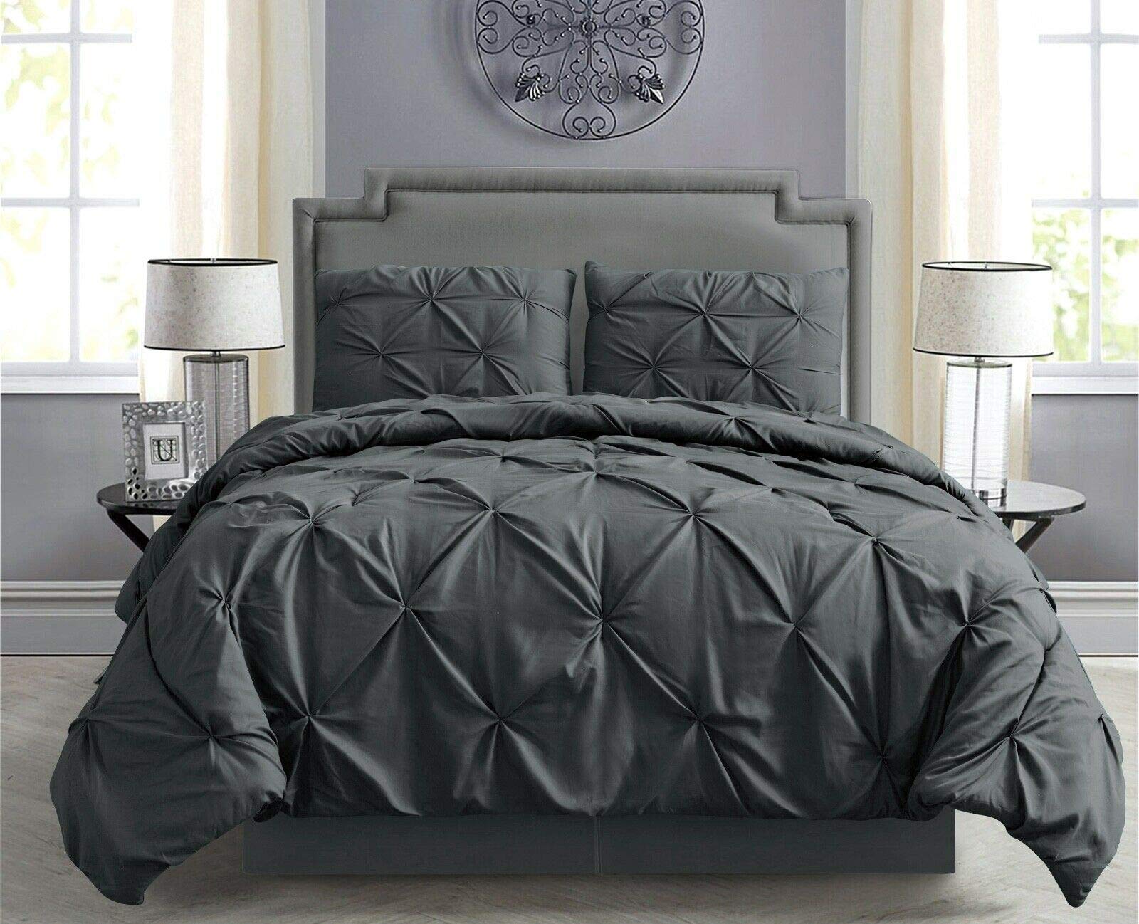 Empire Home 4-Piece Pintuck Comforter Set with Matching Pillowcases - Soft Gray Twin Size Bedding for Cozy Bedroom Decor & Guest Room Essentials