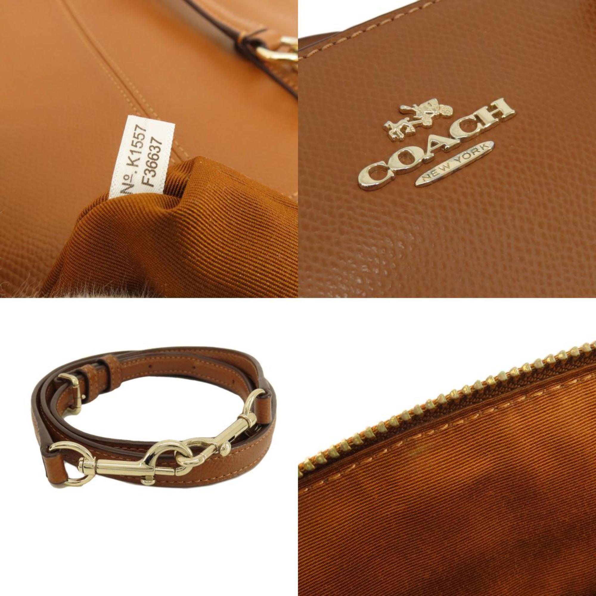 Coach Brown Leather Shoulder Handbag with Adjustable Strap - Perfect for Work, Travel & Everyday Use