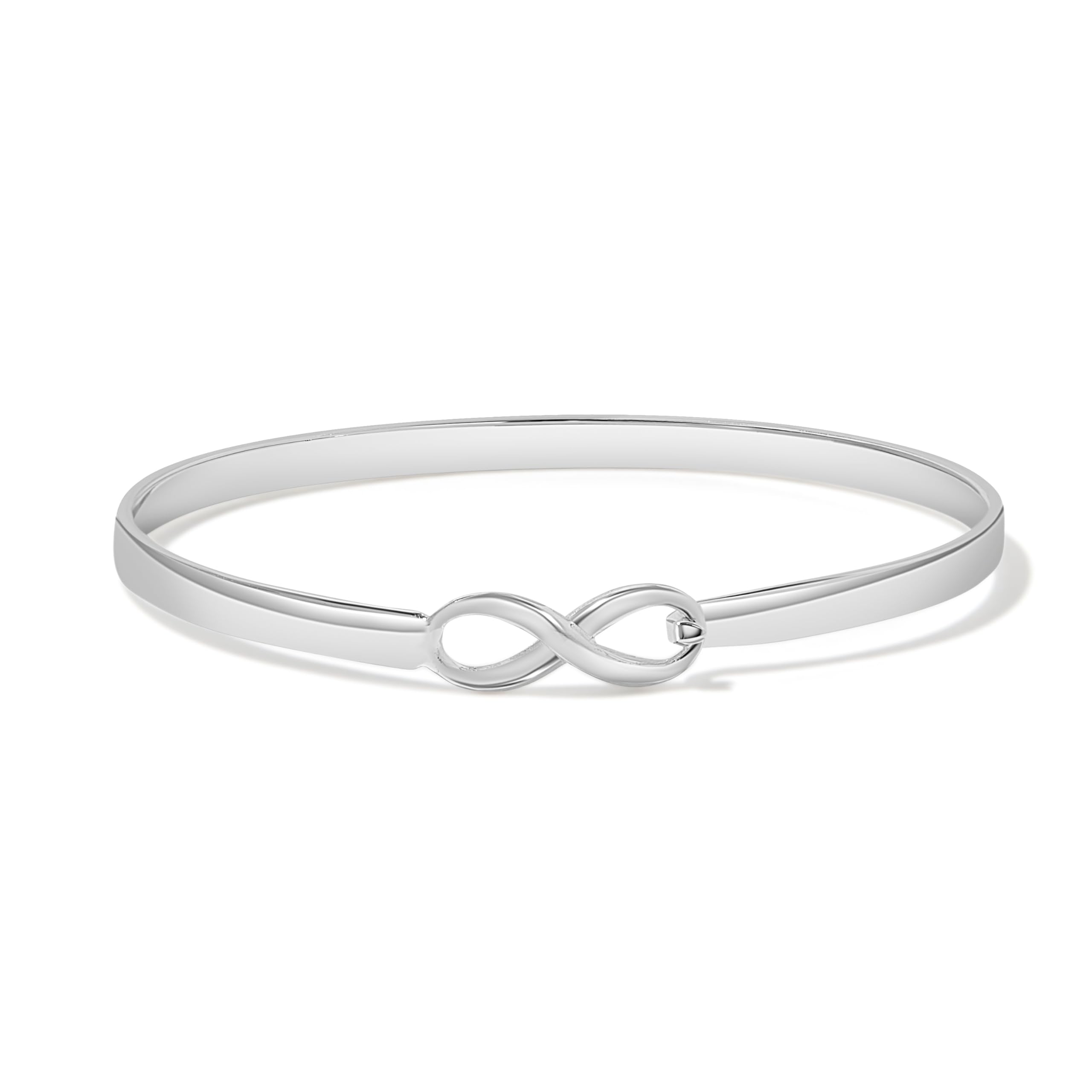 Engravable Sterling Silver Infinity Bangle Bracelet for Women - 7 Inch Adjustable Personalized Jewelry - Romantic Couples Bracelet Gift for Girlfriend, Wife & Mom - Perfect for Anniversaries, Birthdays & Mother's Day