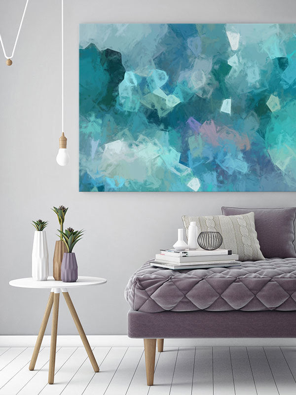 Azure Shine Canvas Art Print - Modern Wall Decor for Living Room, Bedroom & Office | Handmade Landscape Painting for Home Decoration