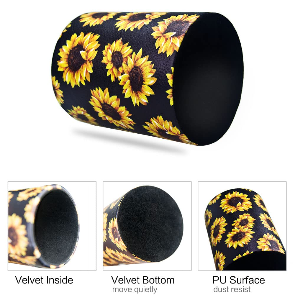 Sunflower Pen Holder & Pencil Organizer - Floral Desk Organizer for Women, Girls | Makeup Brush Holder | Perfect Gift for Office, Classroom, Home Decor (Black Sunflower Design) | Great for Workstations, Study Desks & Vanity Tables