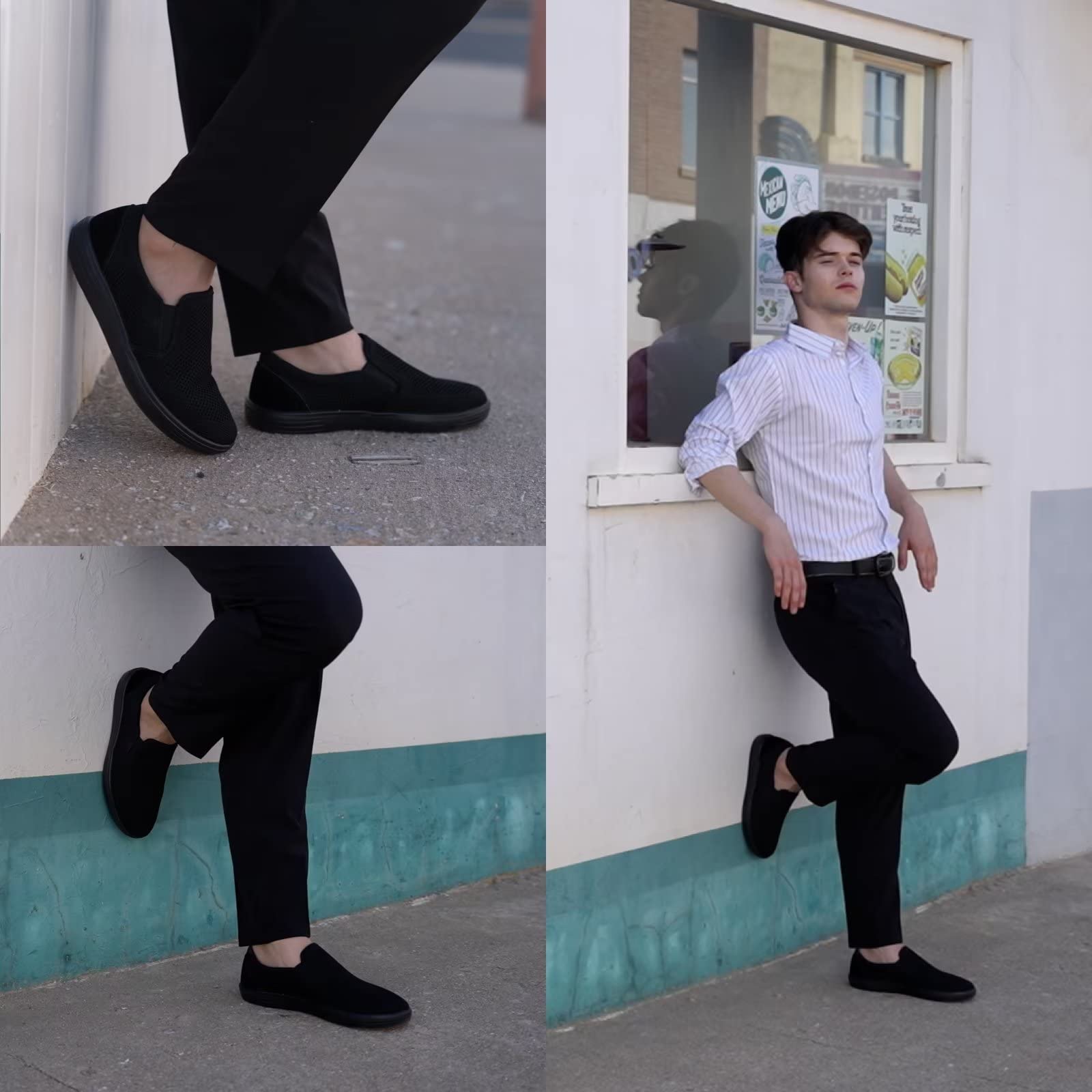 TIOSEBON Men's Slip-On Loafers - Breathable Mesh Walking Shoes with Memory Foam & Arch Support - Non-Slip Work Sneakers for Driving, Tennis (All Black, Size 10.5 US) - Perfect for Office, Travel & Casual Wear