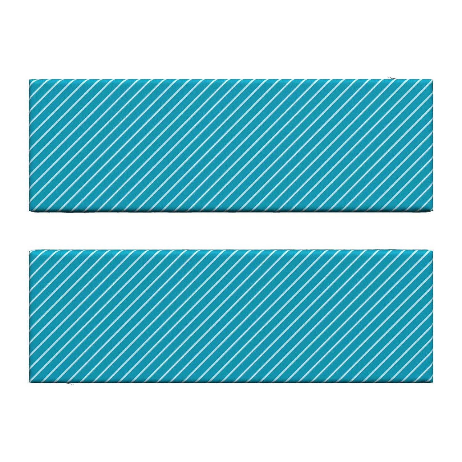 Ambesonne 2-Piece Geometric Bench Cushion Set - Diagonal Striped Design in Mediterranean Blue & Teal, 45