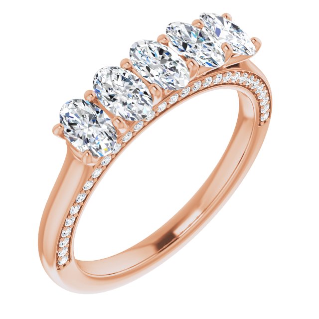1.29 Carat Oval & Round Cut Diamond Wedding Band - 5 Stone Anniversary Ring for Women - Perfect for Bridal, Engagement & Special Occasions
