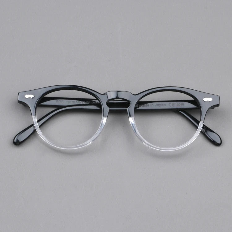 Unisex Black Acetate Full Rim Round Eyeglasses NN002 - Stylish & Comfortable for Work, Reading, and Everyday Wear