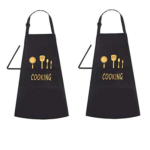 Purple 2-Piece Kitchen Apron Set for Adults - Family Print Design, Durable & Stylish for Cooking, Baking, BBQ & Restaurant Use