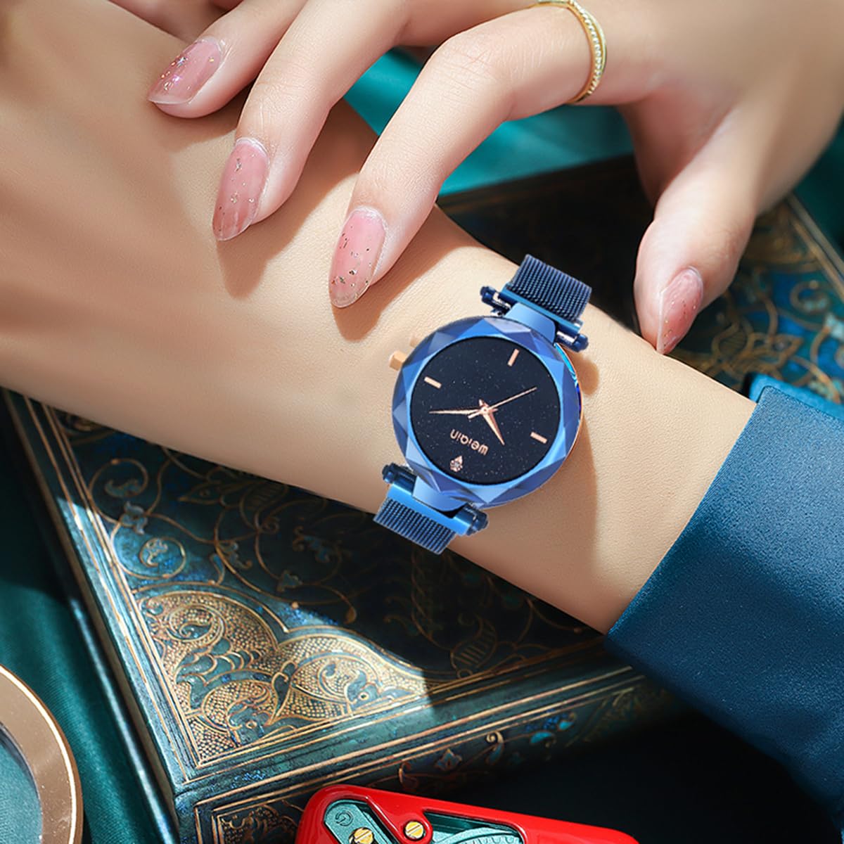 Rose Gold Women's Watch - Japan Quartz, Stainless Steel Magnetic Mesh Band, Waterproof for Daily Wear