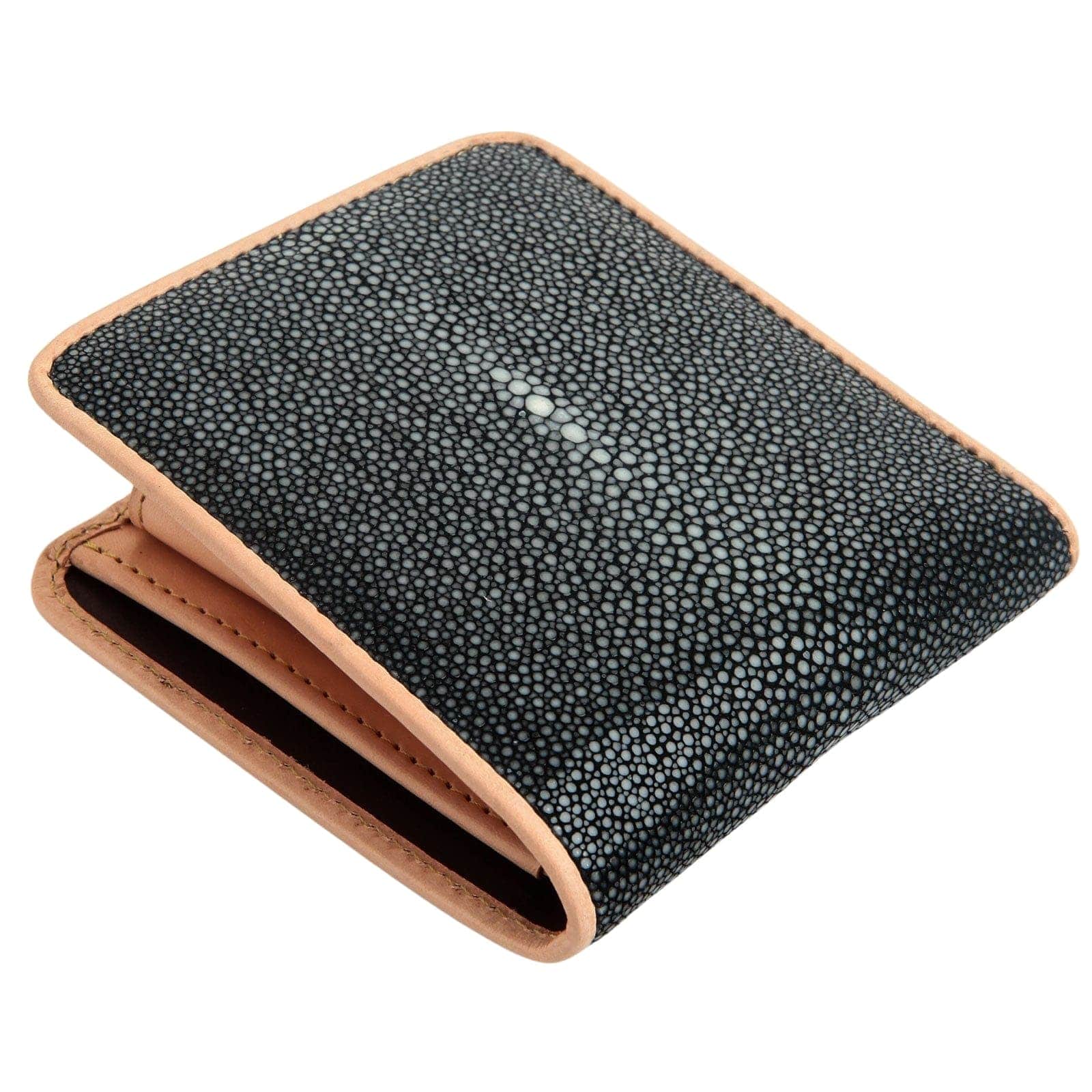 Premium Black Polished Genuine Stingray Leather Wallet for Men - Slim RFID Blocking Bifold Wallet - Luxury Gift for Dad, Husband, Boyfriend - Perfect for Business, Travel & Everyday Use