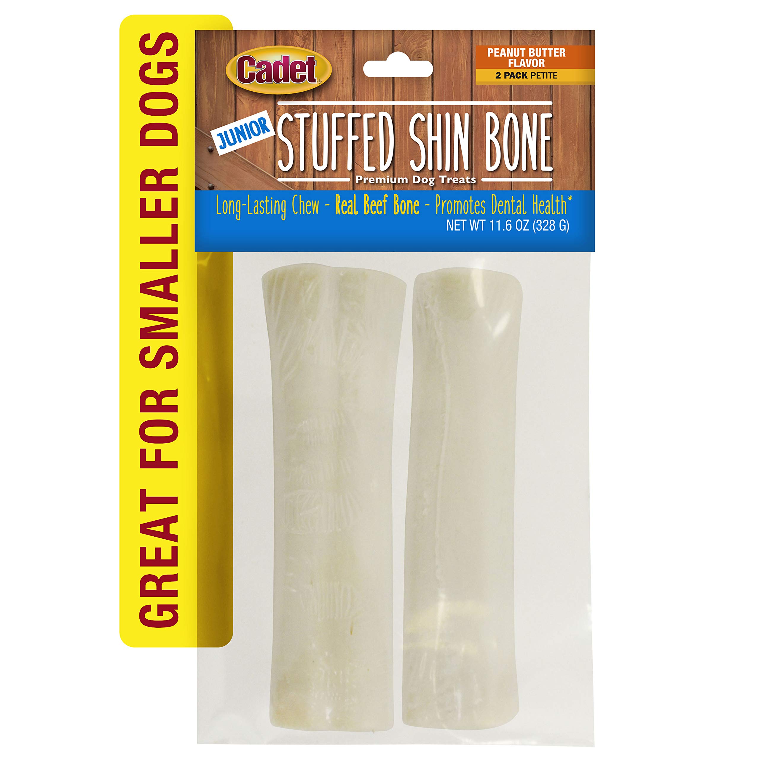 **Premium Cadet Junior Stuffed Shin Bones for Dogs – High Protein, Long-Lasting Chew Toy for Aggressive Chewers – Supports Dental Health – Peanut Butter Flavor (2 Count) – Perfect for Training, Teething & Playtime**