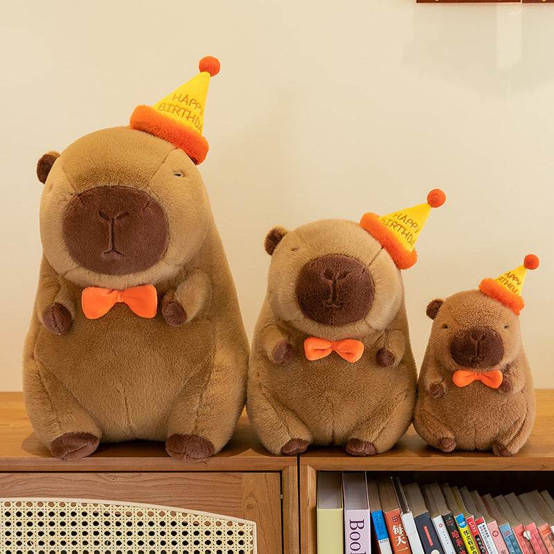 Happy Birthday Capybara Plush Stuffed Animal Toy - Cute & Soft Giant Rodent Plushie Gift for Kids & Adults (Perfect for Birthdays, Parties & Animal Lovers)