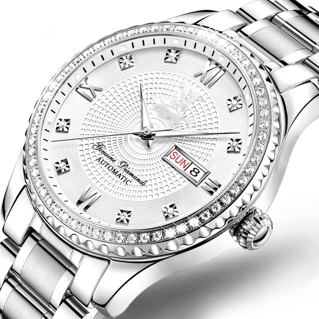 Luxury Automatic Self-Wind Couples Watches with Calendar Date - Stainless Steel His & Hers Matching Watch Set for Men & Women | Perfect Anniversary, Wedding, and Valentine's Day Gifts for Couples