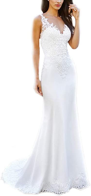 Elegant Ivory Boho Beach Wedding Dress for Women - Double V-Neck Applique Mermaid Gown with Hip Wrap & Backless Design | Perfect for Destination Weddings, Beach Ceremonies & Boho-Themed Events