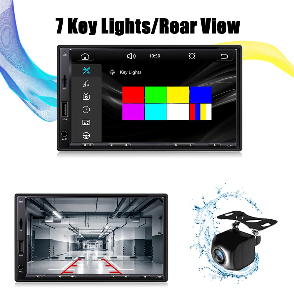 Upgrade Zeminba 7-inch Double Din Car Stereo with Wireless CarPlay & Android Auto, Bluetooth 5.2, Touchscreen, Rearview Camera, AM/FM, Mirror Link, USB/AUX/SWC/TF/DSP – Perfect for Seamless Hands-Free Calling, Music Streaming & Safe Parking in Trucks, SUVs & Sedans
