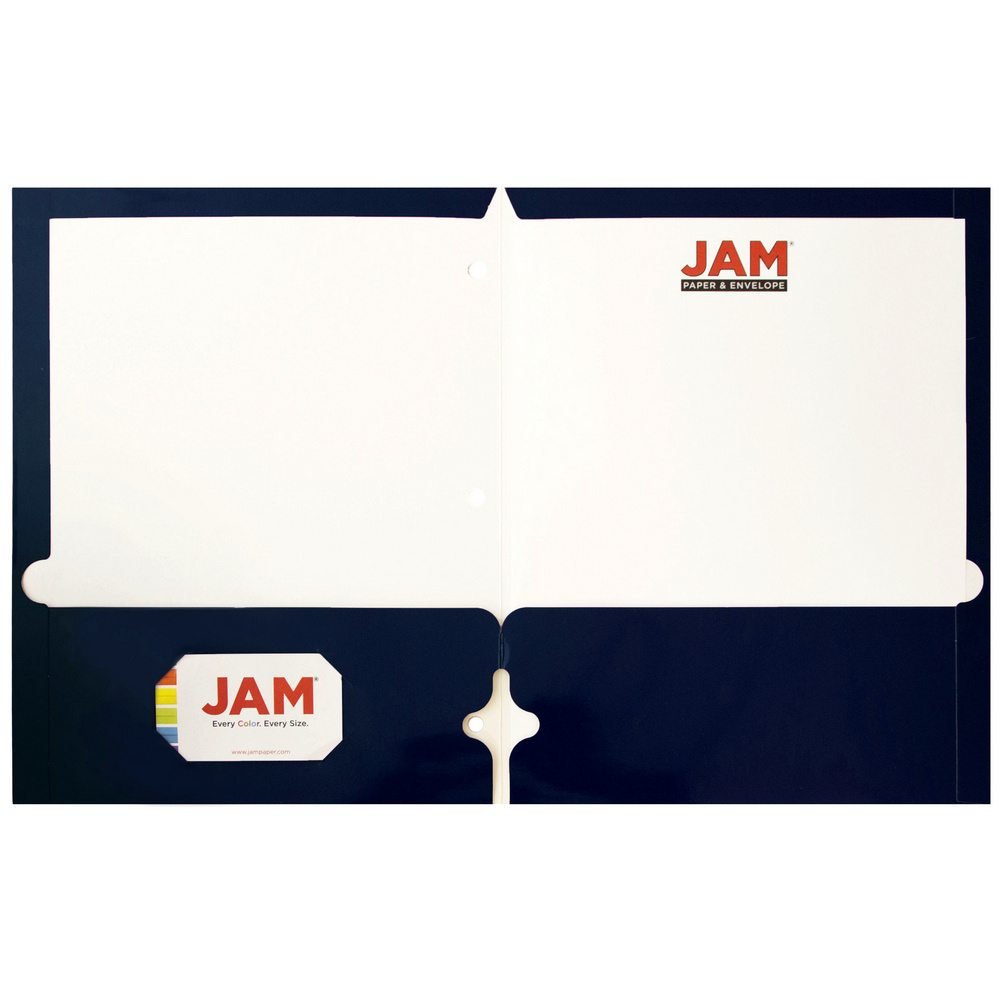 Laminated 3 Hole Punch School Folders - Navy Blue for Office & Classroom