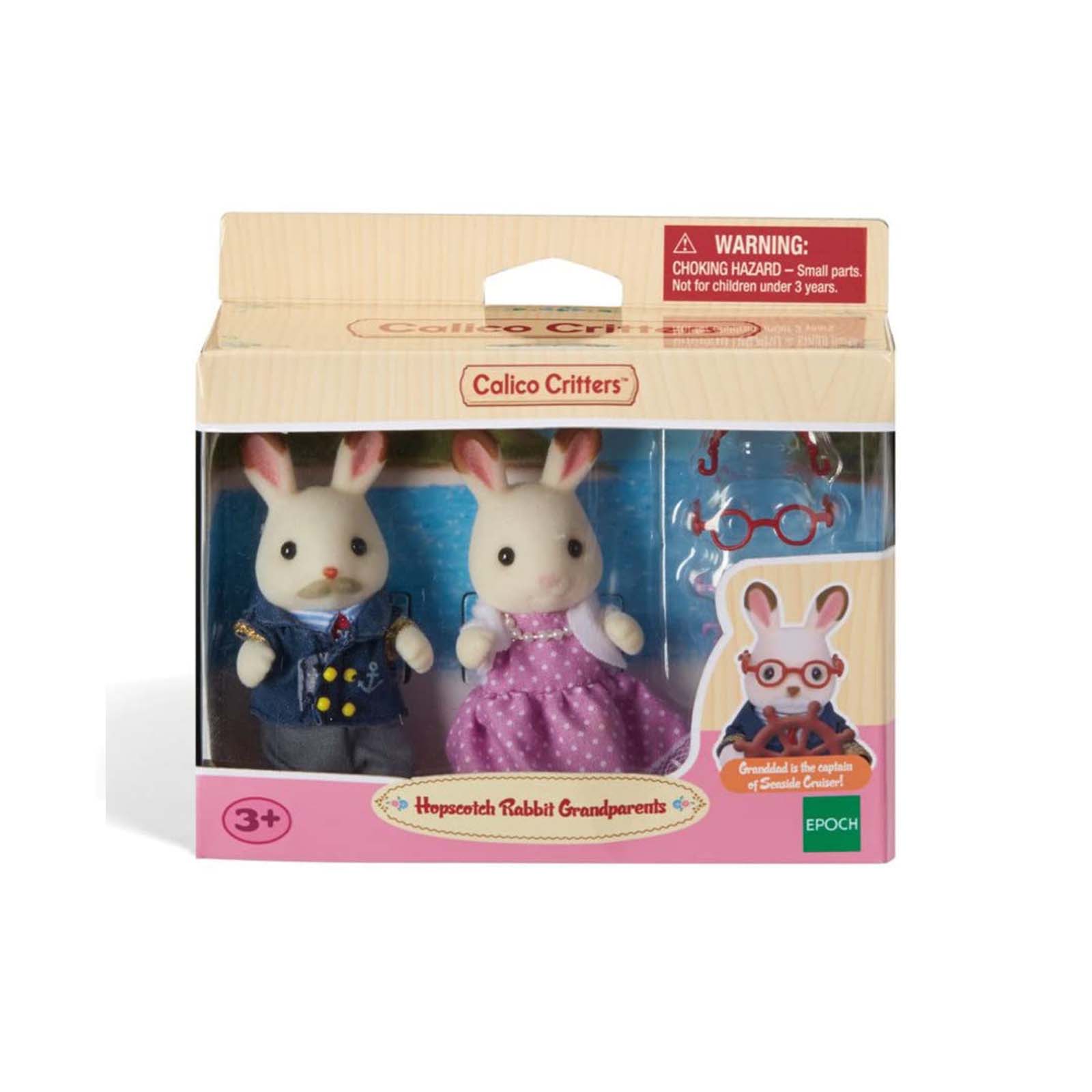 Calico Critters Hopscotch Rabbit Grandparents Family Figure Set - Adorable Collectible Animal Toys for Kids, Perfect for Storytelling, Role Play and Display in Nursery or Playroom