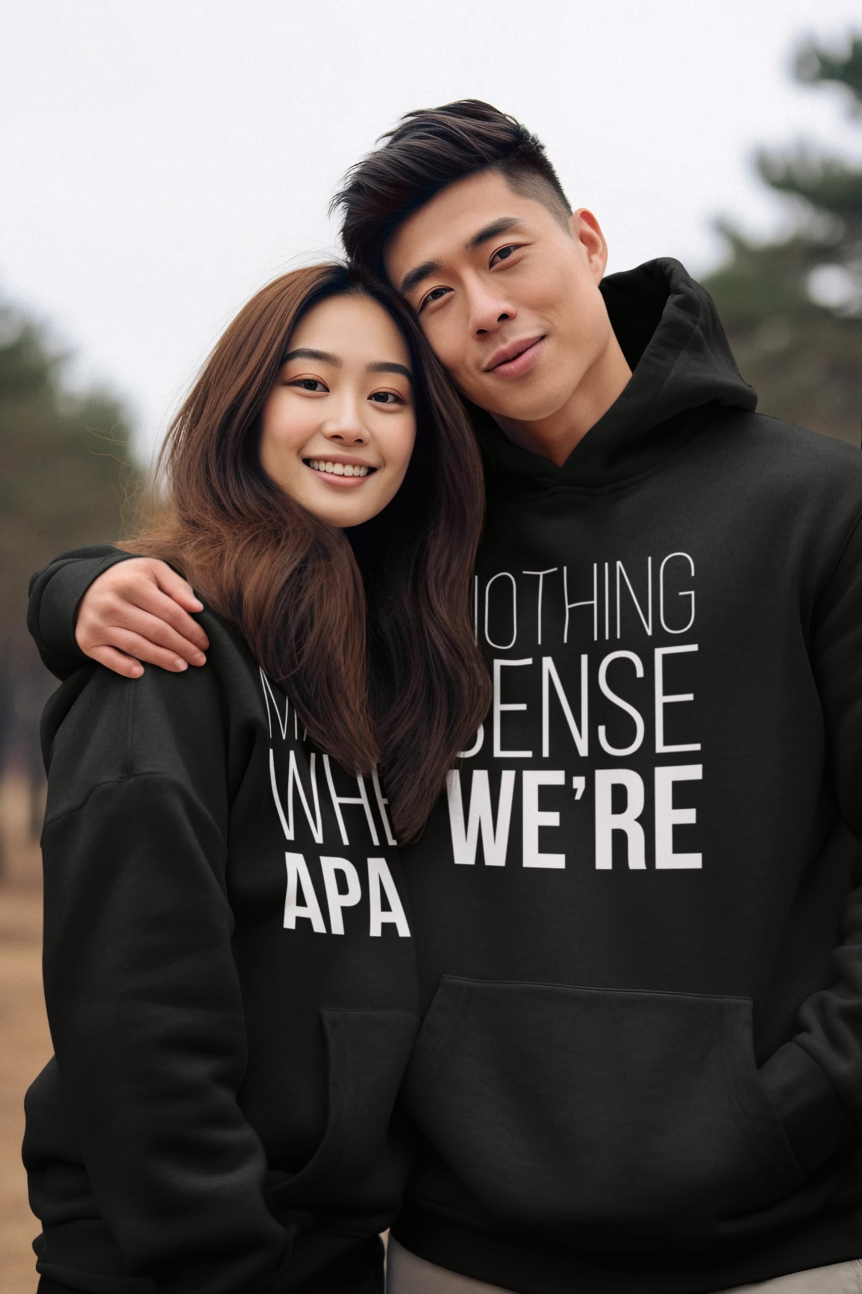 Shop4ever Couples Matching Hoodie Sweatshirts - 'Nothing Makes Sense When We're Apart' Romantic Couple Outfits for Date Nights & Anniversaries