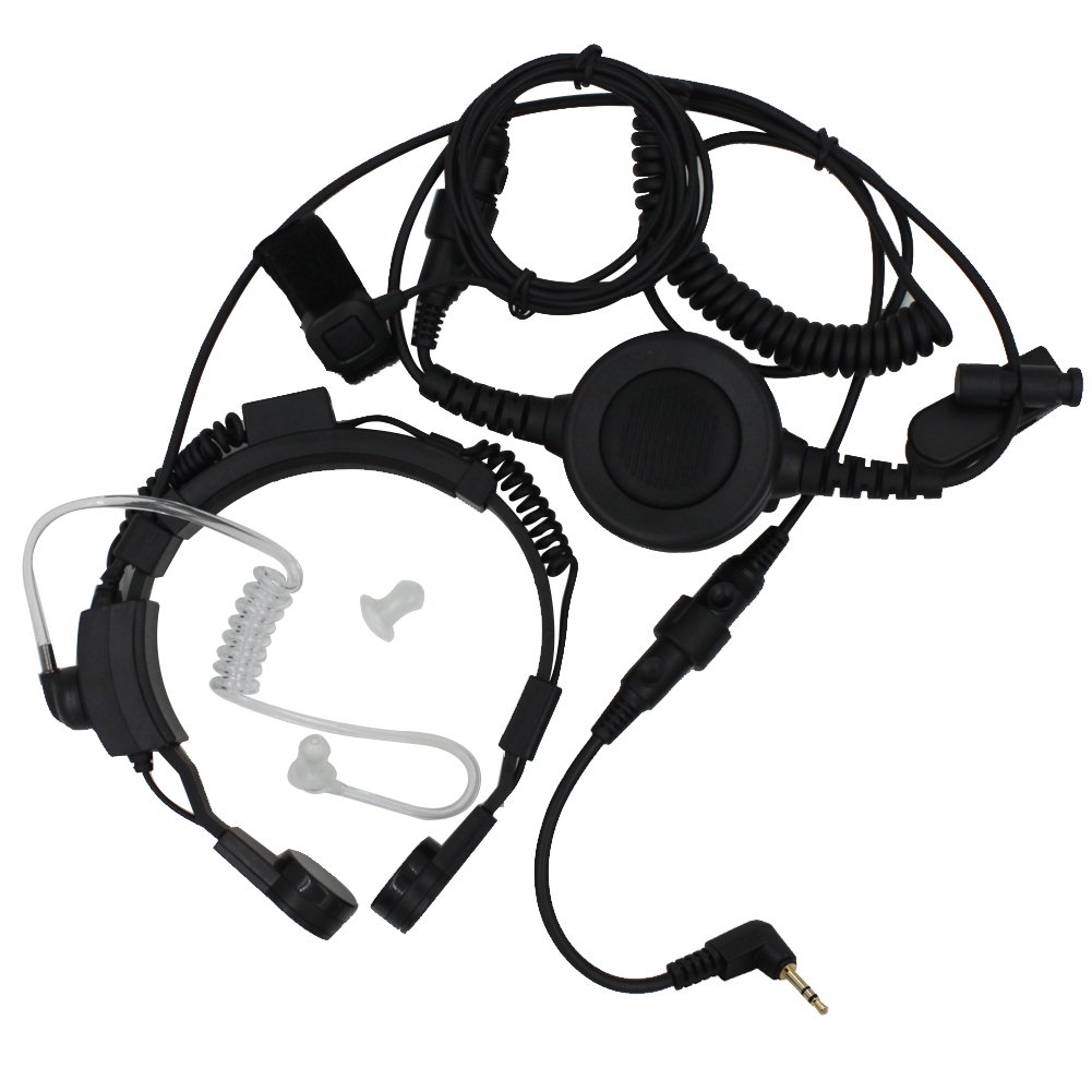 Military Grade Tactical Throat Microphone Headset with PTT Button - Compatible with 2.5mm 1 Pin Radios - Hands-Free Communication for Outdoor Adventures, Airsoft, Hunting & Security Operations