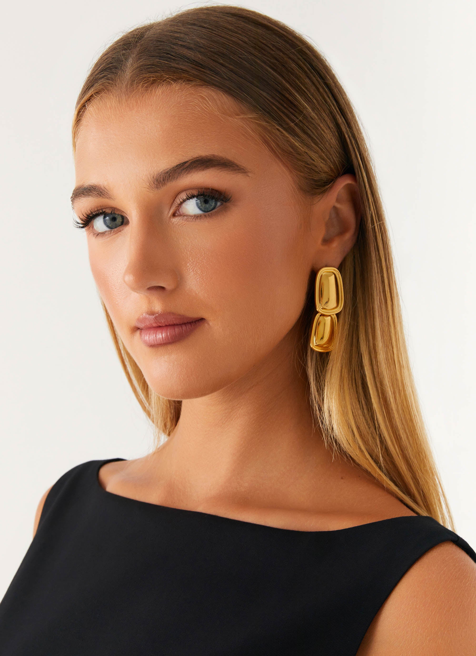 Double Up Earrings - 14K Gold Plated Hoop Earrings for Women, Perfect for Parties, Weddings & Everyday Wear