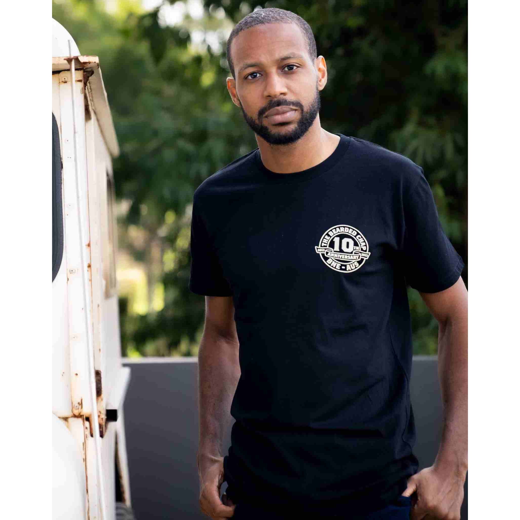 The Bearded Chap 10th Anniversary Trademark T-Shirt - Premium Cotton Tee for Men - Perfect for Casual Wear, Gifts & Special Occasions