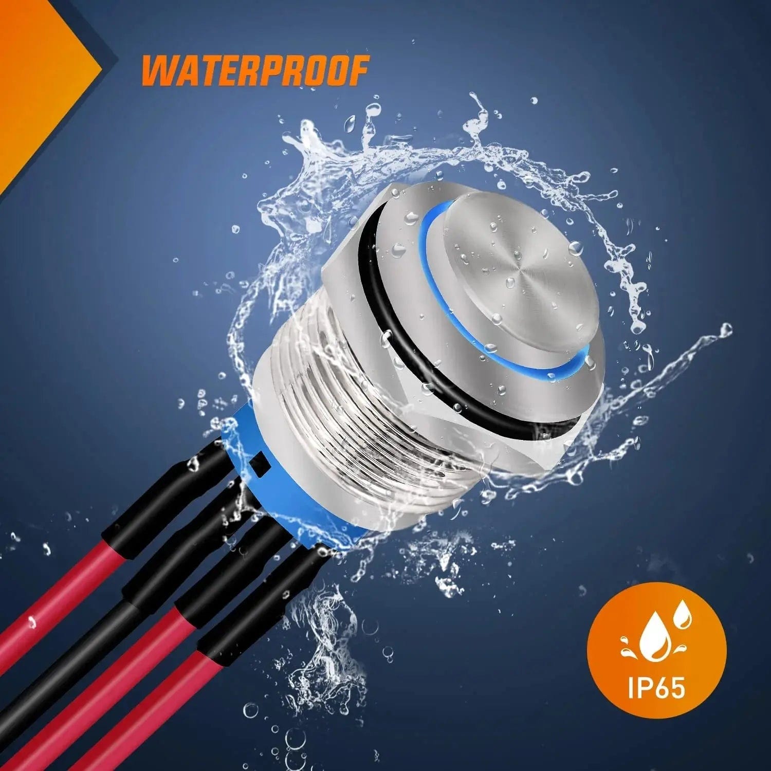 19mm 12V Waterproof ON/OFF Latching Push Button Switch - Marine, RV, Industrial & Outdoor Equipment Use