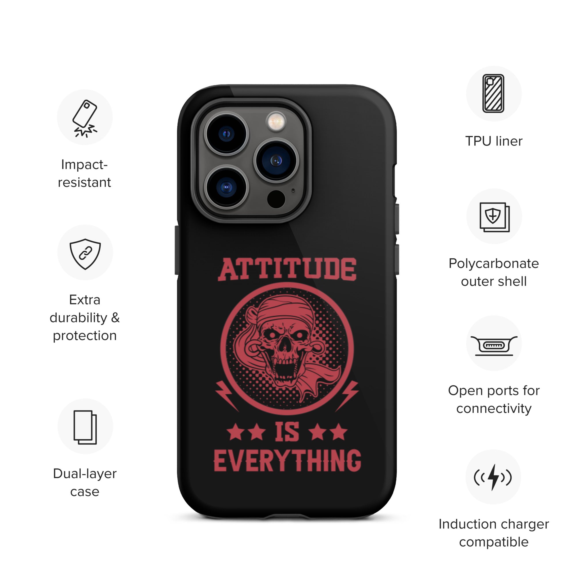 Attitude Is Everything - Durable & Shockproof iPhone Case for Protection - Perfect for Outdoor, Travel & Daily Use