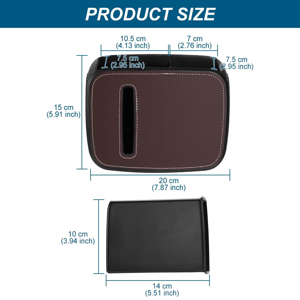 Multifunctional Car Backseat Organizer with Storage Box, Detachable Trash Can, Tissue Holder & Cup Holders - Brown Car Interior Accessories for Travel, Road Trips & Daily Commute | Perfect for Family Vacations, Work Commutes & Road Trips